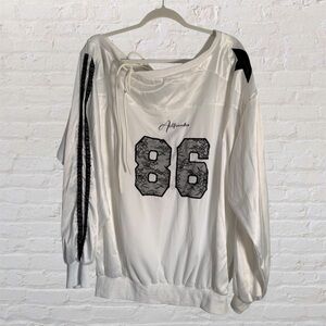 Aelfric Eden Sweatshirt Sz M Off The Shoulder Lace Embroidery L/S Y2K jersey